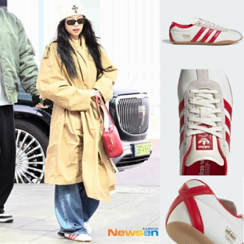 Adidas Women's Classic Red and White Sneakers